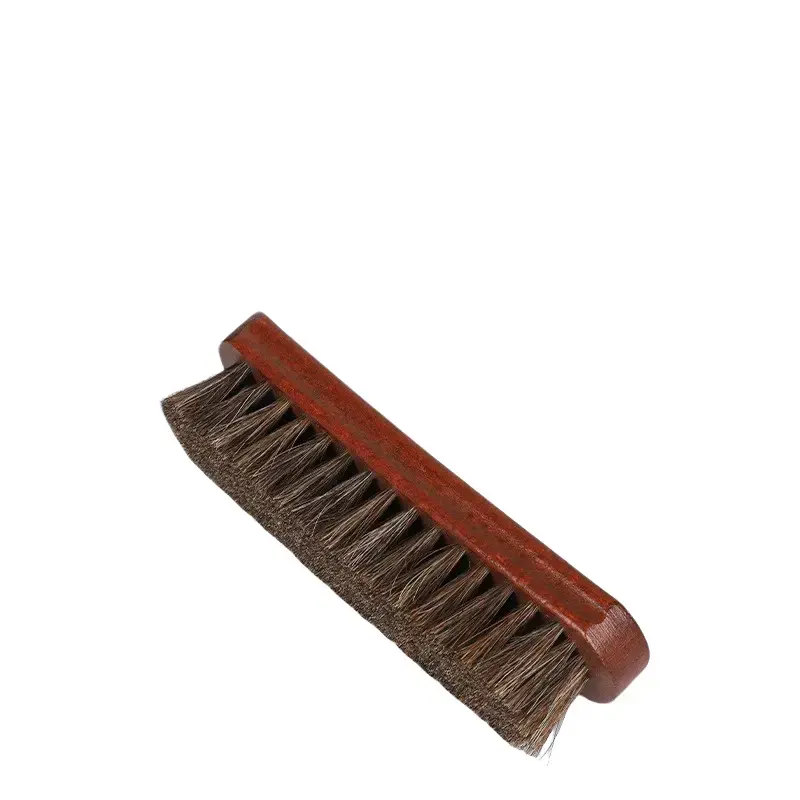 Premium Horsehair Shoe Brush, Large Wooden Handle Leather Cleaning & Polishing Brush for Shoes, Boots and Suede Care