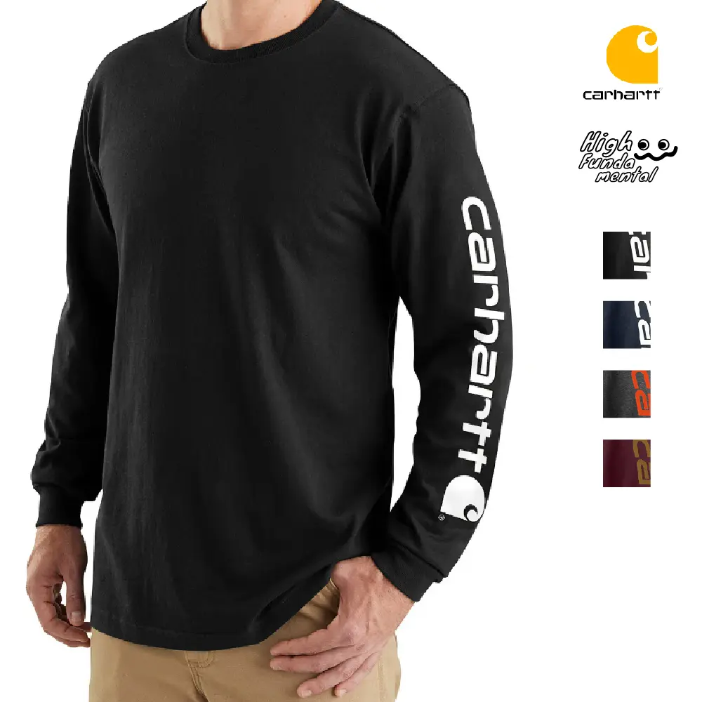 CARHARTT K231 Men's Loose Fit Heavyweight Long Sleeve Graphic T Shirt Casual Cotton Tee CARHARTT Graphic Logo Tee Long Sleeves T Shirts Workwear Classic Hip Hop Harem Big Sizes (M to 3XL)