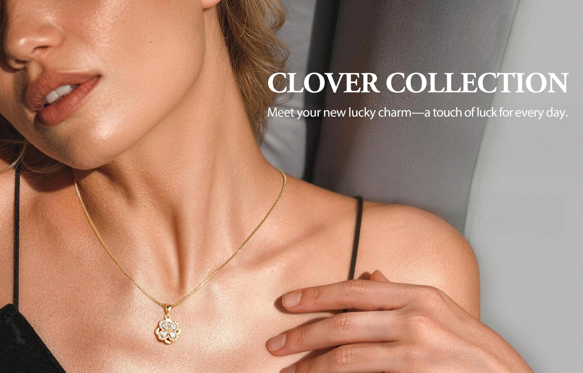 Spinning 4-Leaf Clover Necklace, Ajustable Chain length: 16"+2.5" Extension