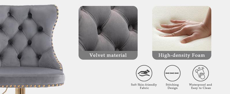 Adjustable Swivel Bar Stools with Metal Leg, Button Tufted, Footrest, Counter Height Chair for Kitchen, Bar, Dining Room - Set of 2 bar stool