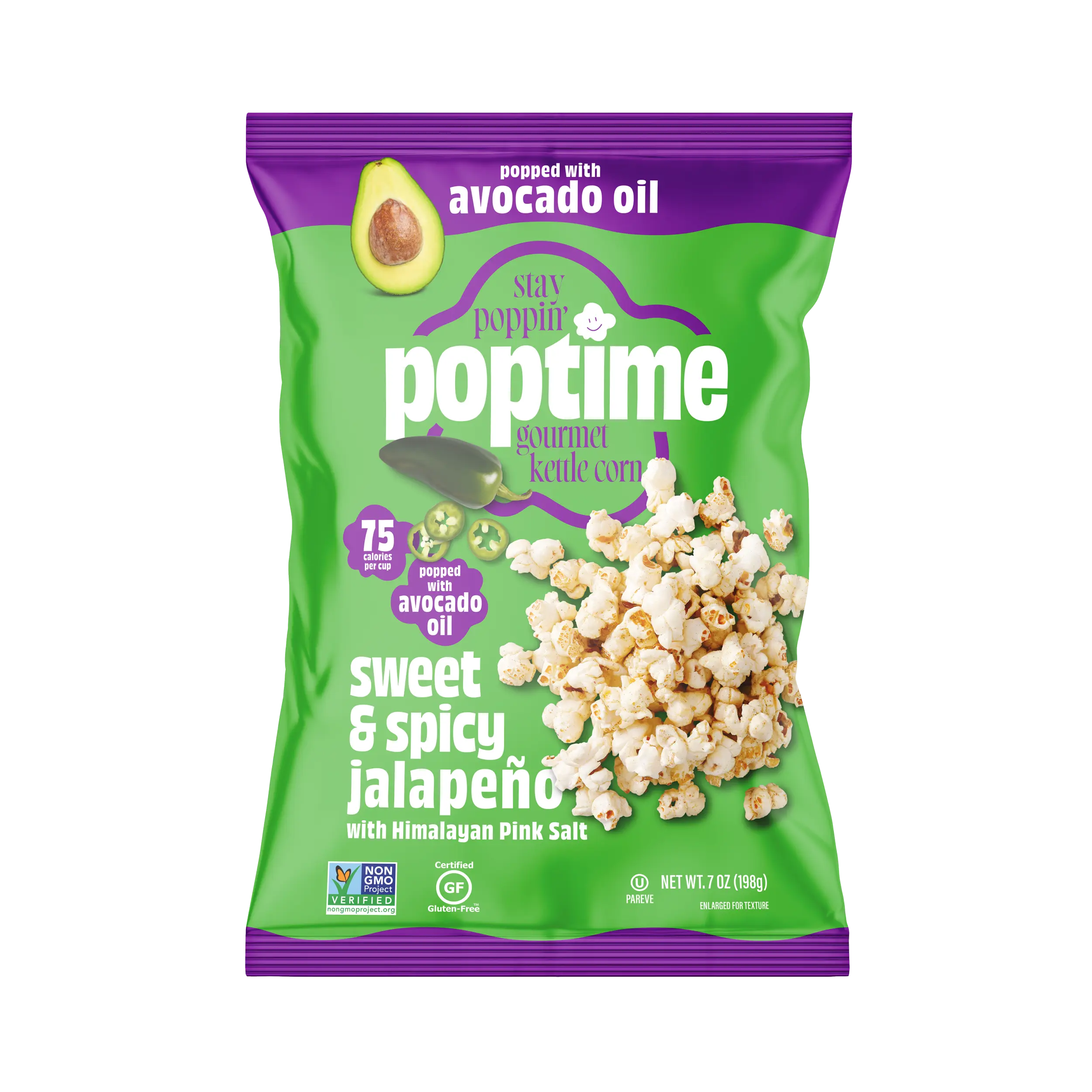 Poptime Gourmet Kettlecorn  - Sweet & Spicy Jalapeno Popped with Avocado Oil