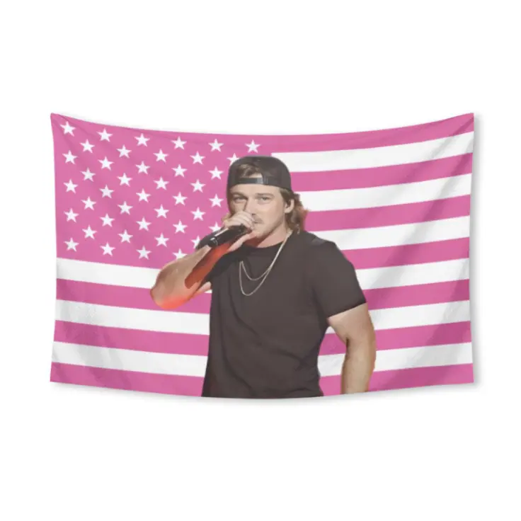 2026 New Music Album Flag Morgan Tapestry Wallen Flag For Living Room Bedroom Wall Hanging For Friends Pink Gift