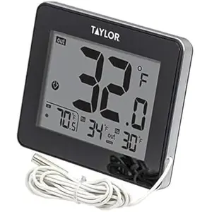 Wired Digital Indoor Outdoor Thermometer with LED Display, Wired Probe Sensor for Home, Greenhouse, Nursery, and Indoor Use, White Housing