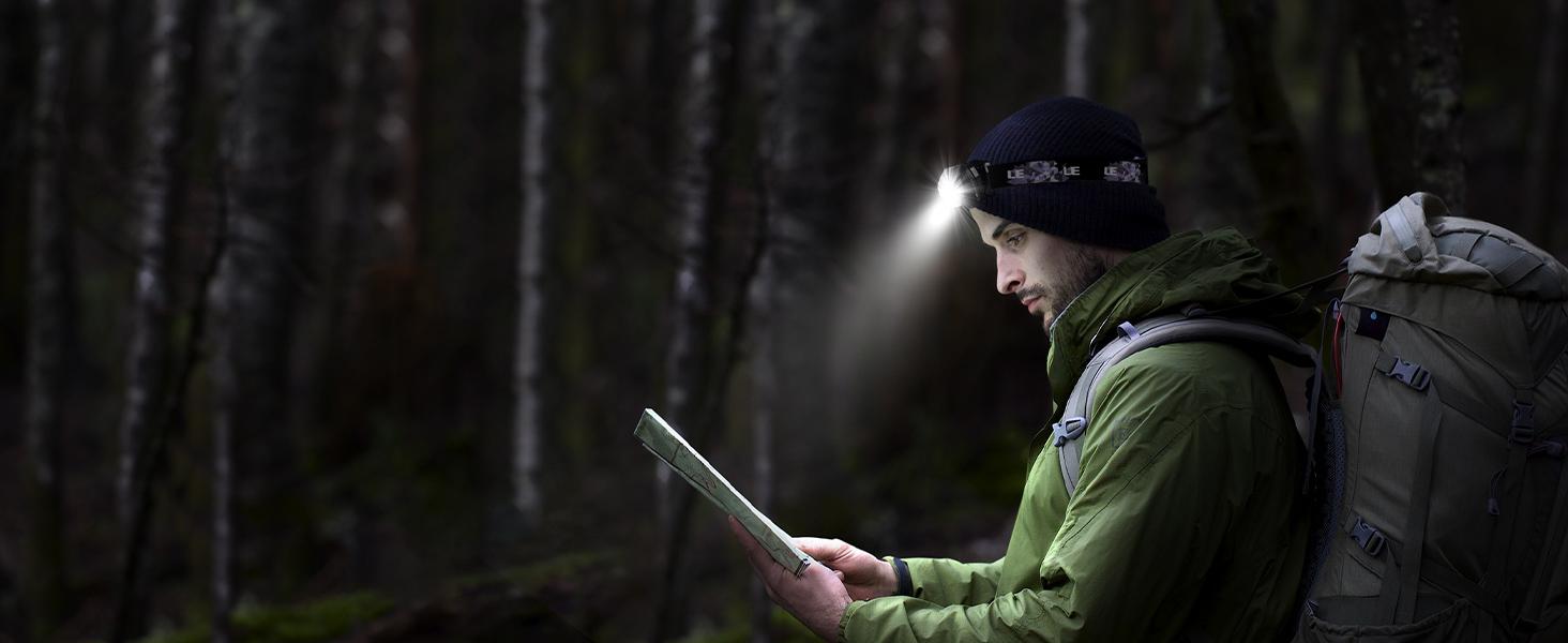 Lighting Ever LED Headlamp Rechargeable - Super Bright Head Lamp with 5 Modes for Camping & Hiking Gear Essentials, IPX4 Waterproof Headlight Flashlight with Red Light, USB Cable Included