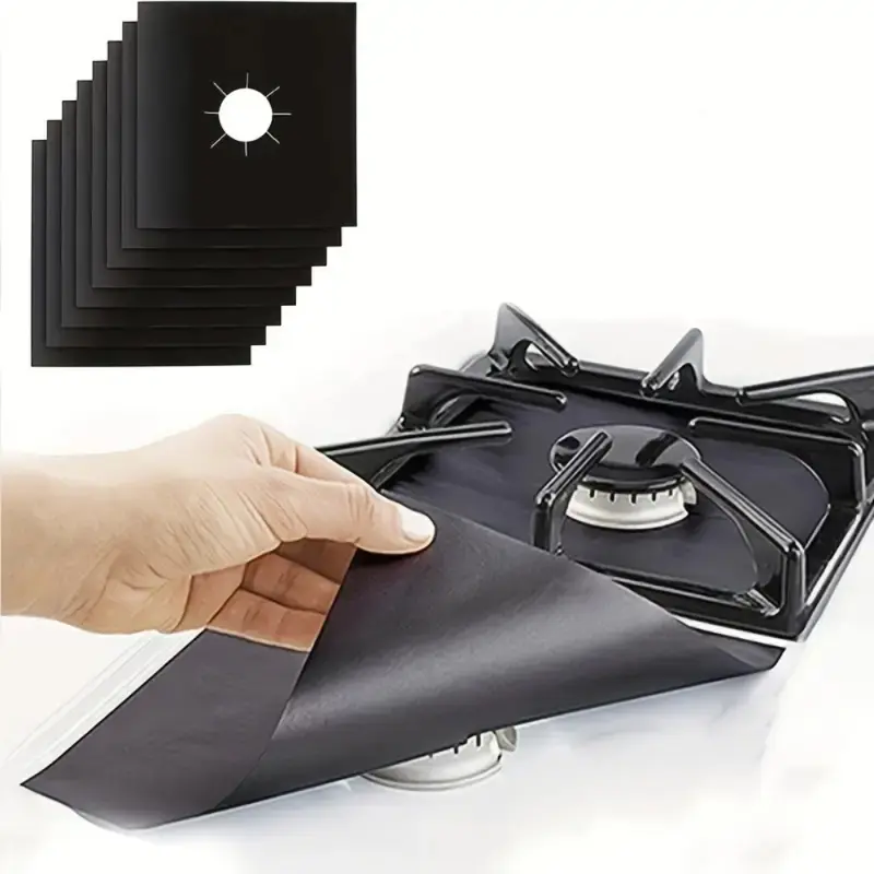 Reusable Teflon Gas Stove Burner Covers - Oil & Stain Resistant Non-Stick Range Protector Mats, Washable Easy Clean Cooktop Guards, Essential Home Care Kitchen Accessory, Kitchen Cleaning
