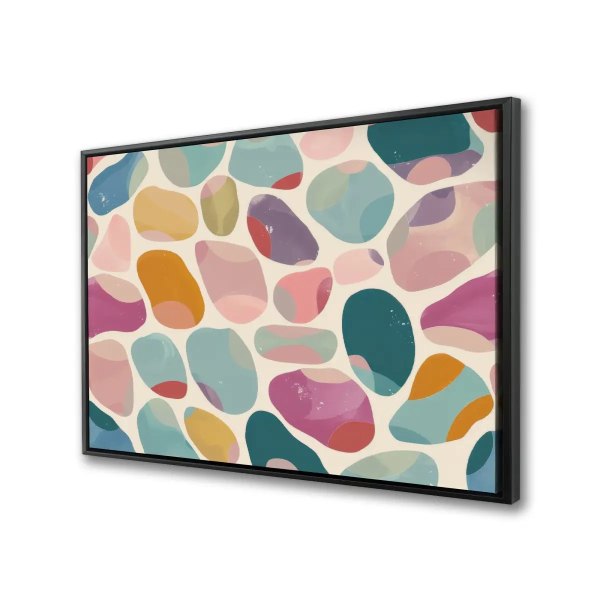 Pictorem C1FC24360N73Z0 24 x 36 in. Dots & Bops - Turquoise Framed Canvas Wall Art for Home Decor