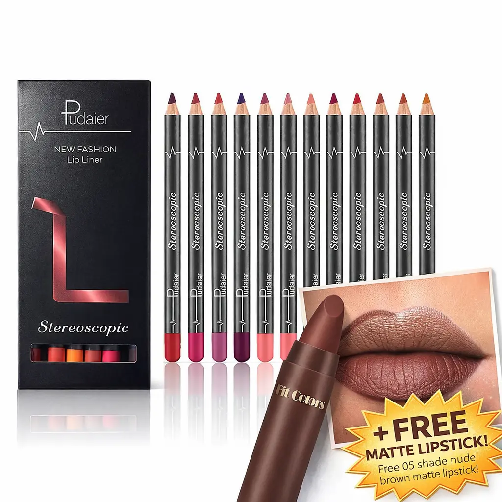 MAGIGIRL 12 Color Matte Lip Liner Set - Waterproof, Sweatproof, Long-Lasting, Easy to Apply, Multi-Color Correcting Lip Pencil for Precise Lip Liner Makeup, Polychromatic Tone