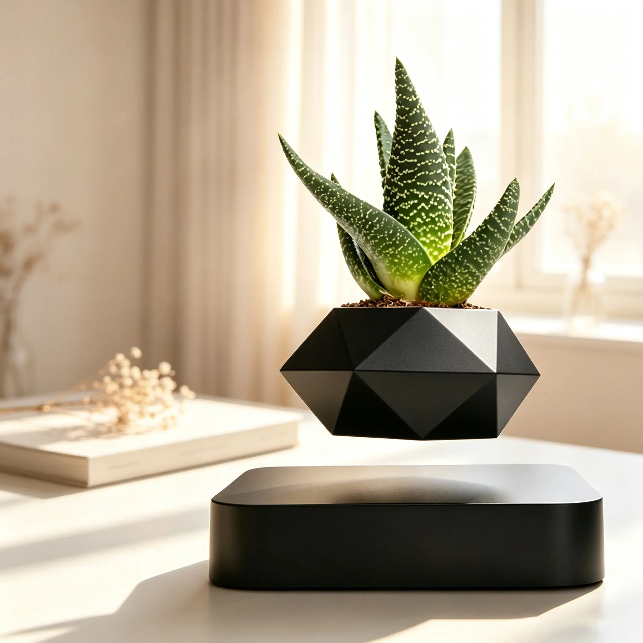 Magnetic Levitating Planter - 360° Rotation, Modern Plant Pots, Indoor Use, Dynamic Displays, Floating Bonsai Experience, Aesthetic Home Decor, Unique Gift for Garden Enthusiasts