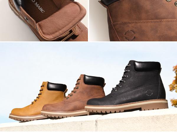 Bruno Marc [HighShield-1] Men's Slip-Resistant Cuban Heel Round Toe Lace-Up Boots Splash-Resistant Upper Textured Outsole Breathable Lining Optimal Comfort Walking Shoes