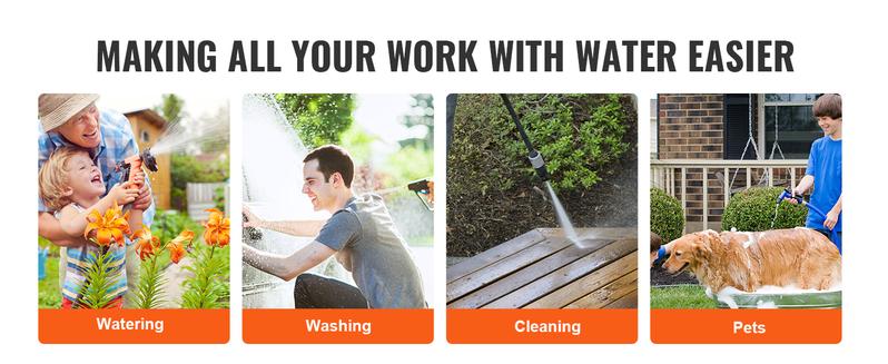 VEVOR Hose Reel Cart for Garden Watering with Storage Basket, TikTokShopBlackFriday, Mobile Tools and 4 Wheels, Heavy Duty Powder-coated Steel, 300 ft Capacity