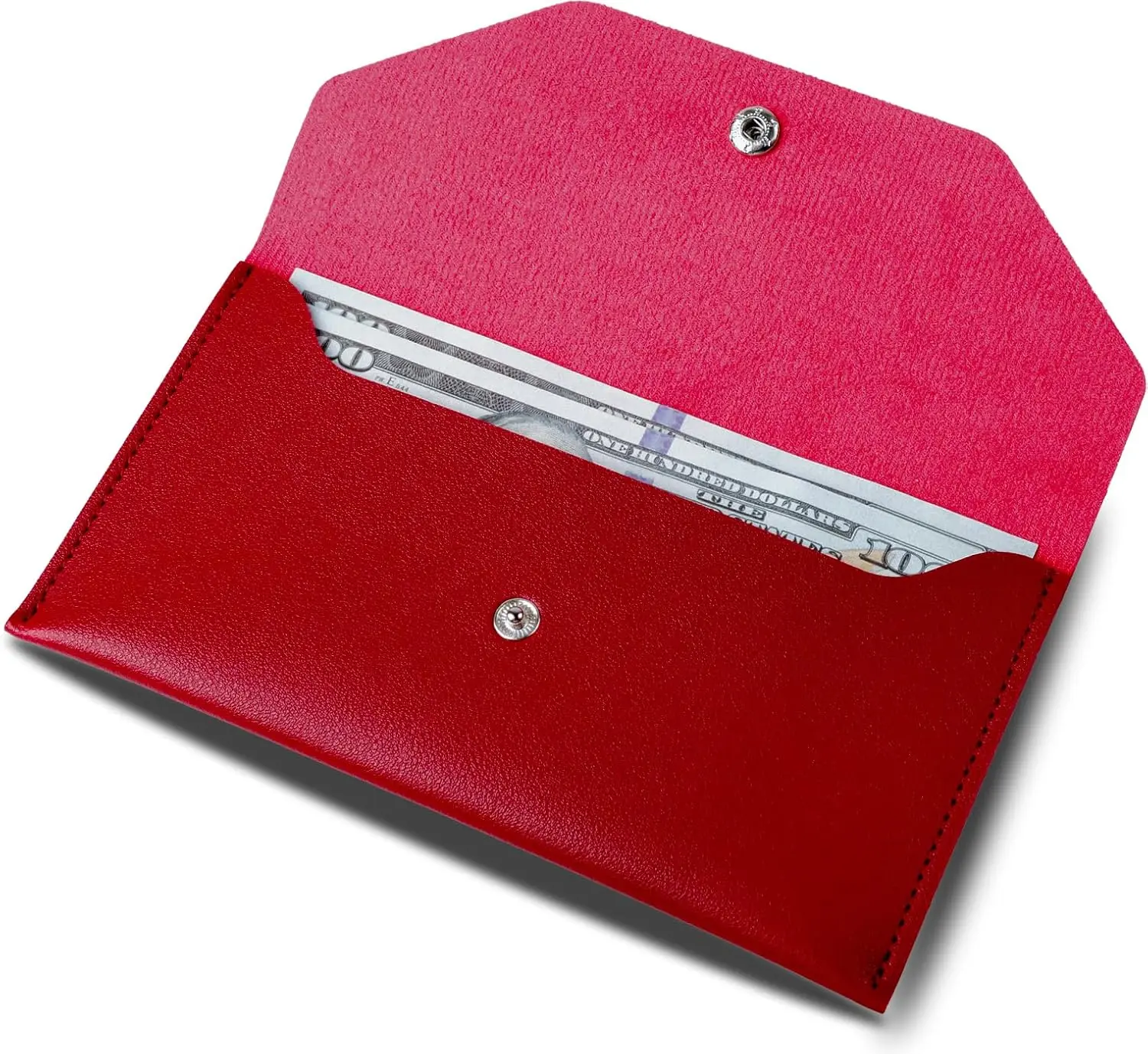 Ladies' Casual Lightweight Compact Leather Envelope Wallet - for Budgeting, Billing, Organizing Receipts & Invoices (Burgundy)