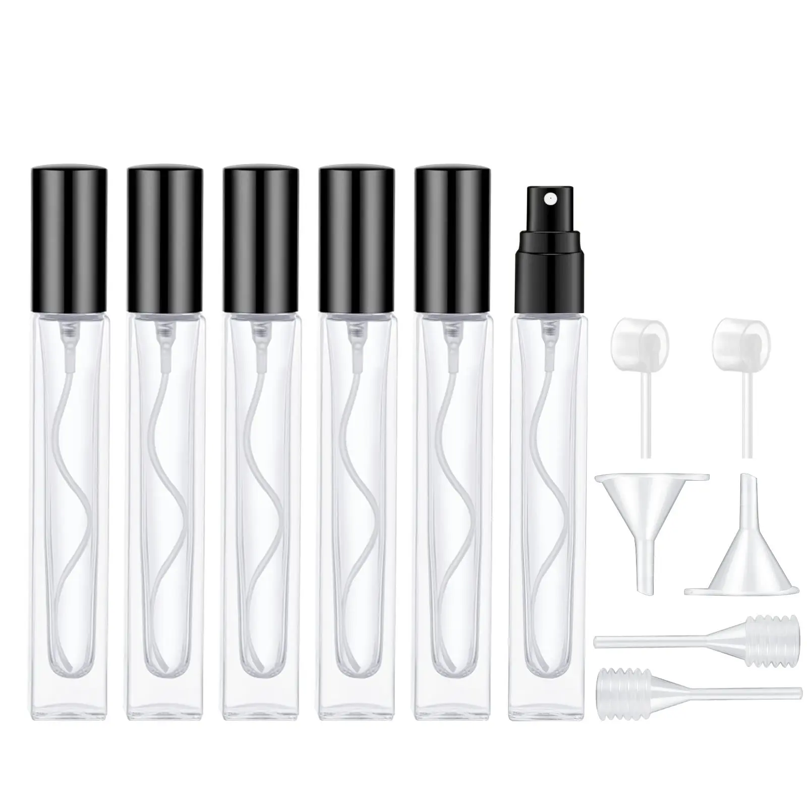 6PCS 10ml Refillable Glass Cosmetic Perfume Atomizer Spray Bottles for Men, Women - Aluminium Lid, UV-Protected, Portable for Travel, Daily Use (Home Supplies Storage Bottle)