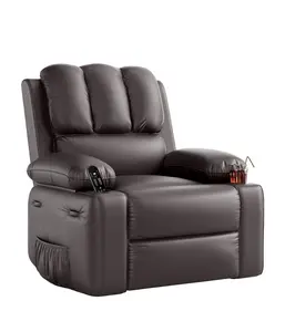 Garvee Large Manual PU Leather Recliner Chair for Adults with Cup Holders, Oversized 21.2" Width, Thick Sponge Padding, Ergonomic Design with Side Pockets for Living Room, Bedroom, Nursery Comfort