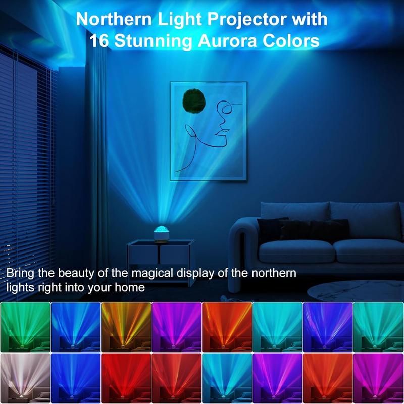 Northern Lights Projector 16 Color Aurora Night Light with Remote Control Dimmable Mood Lighting Memory Function for Kids Teen Girls Bedroom Playroom Gift