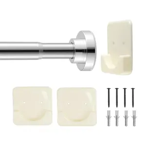 【Summervibes】VEVOR Shower Curtain Rod, 28-76 Inches, 1 Inch Diameter Adjustable Spring Tension Stainless Steel Telescoping Rod with Holders, No Drilling Non-Slip for Bathroom, Closet, Window, Room Divider, Silver