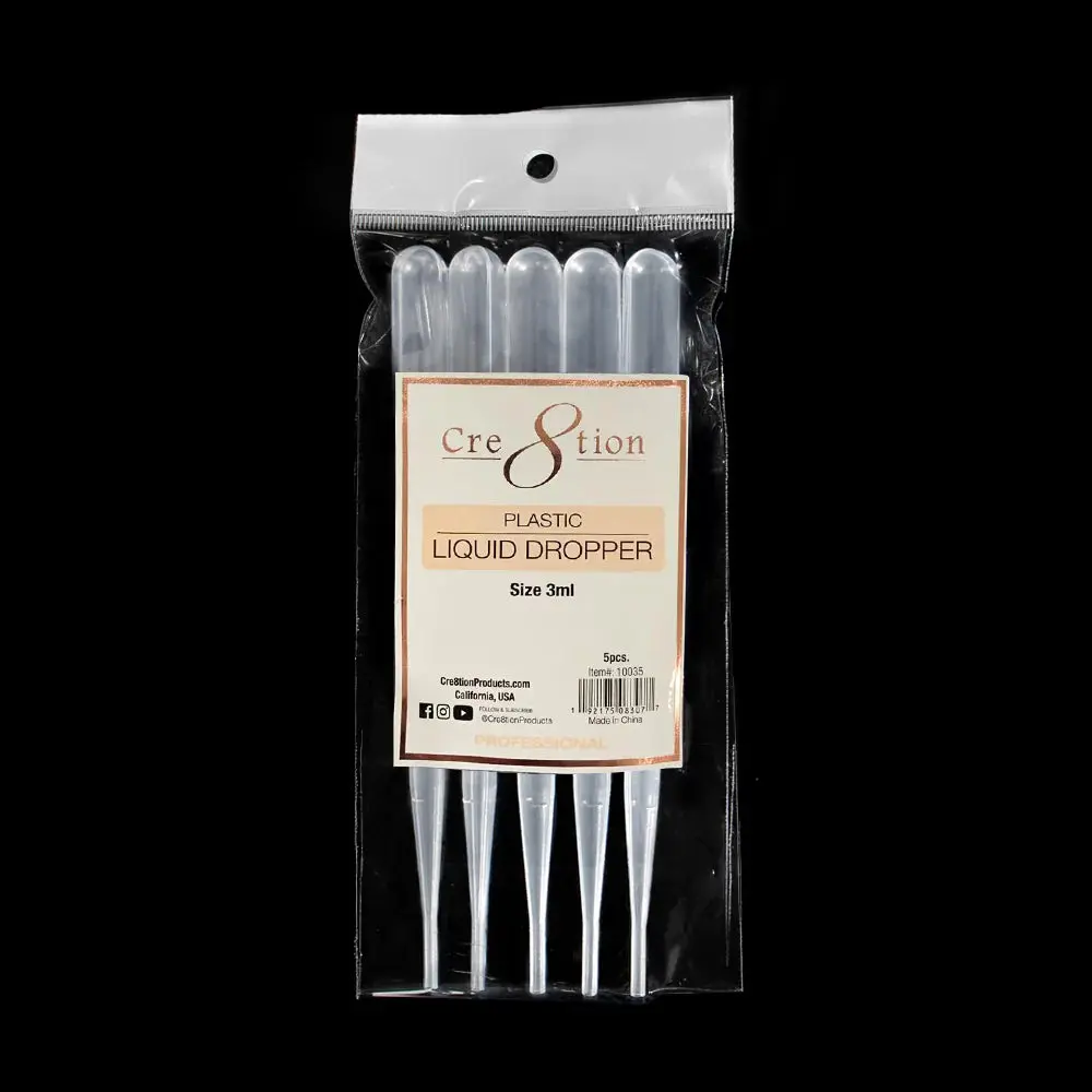Small 3ml Empty Plastic Dropper Bottles, 5-Piece Set, Refillable Liquid Dispensers for Nail Art Decoration & Accessories, Small Size