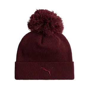 PUMA Womens Tonal Ribbed Lurex Knit Beanie Casual - Red