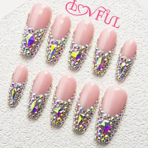 Lovful Coffin Classic Regular Length 1.3" Handmade Acrylic Press-On Nails for Art Designs 10PCS, Reusable Salon Quality Nailcare Glow in the Dark, H21-H313