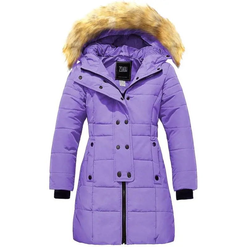 Kids' Long Winter Water-Resistant Warm Puffer Parka Coat for Children, Thick Heavy Coats with Windblock Flap, 2-Way Zip Play for School to Hiking