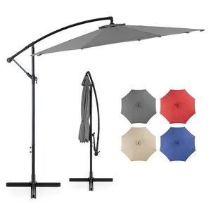 9.8FT Offset Patio Umbrella Hanging Cantilever Umbrella - Outdoor Sun Shade with Easy Tilt Adjustment, 8 Ribs, UV Protection