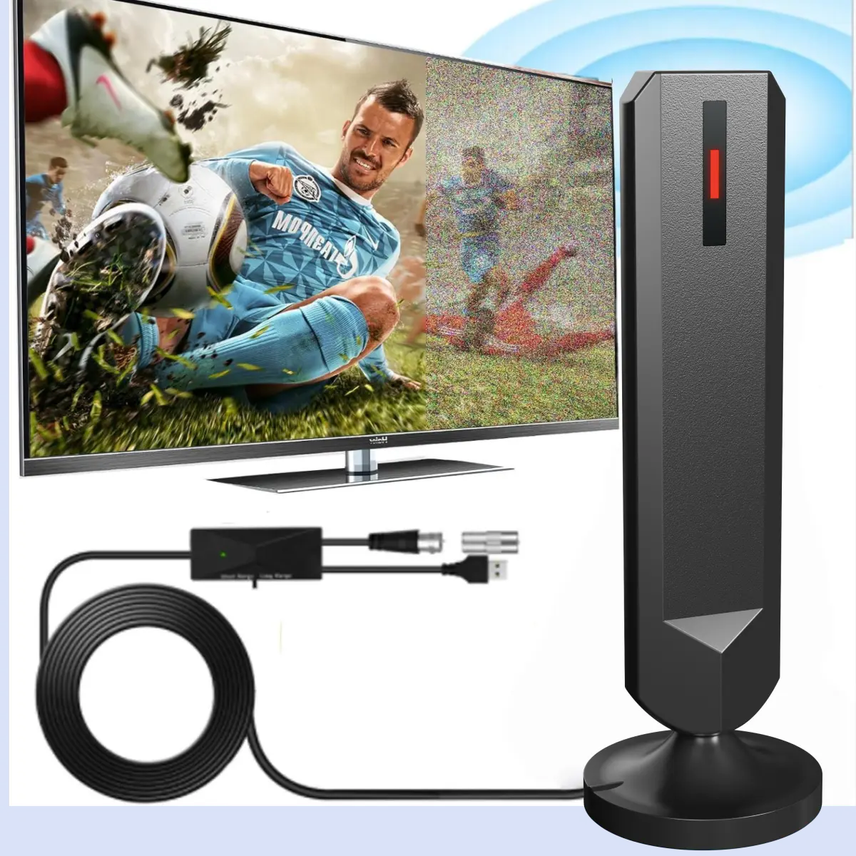 HWU Digital TV Antenna for IndoorOutdoor Smart TV Antenna, Antennas for Local  with Amplified Signal Booster Support 4K 1080p, Easy Installation Watching free channel , Long Range Reception installation Tv Mount Bracket Hdmi Cable