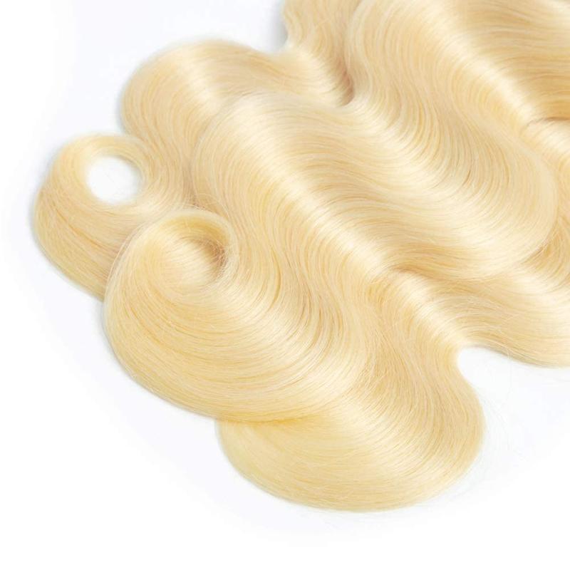 613 Blonde Body Wave Bundles Human Hair with lace closure 15A Grade Brazilian Virgin Body Wave Human Hair 3 Bundles with 4*4 lace closure 100% Unprocessed Virgin Remy 613 Blonde Hair Weft Bundles 100% human hair