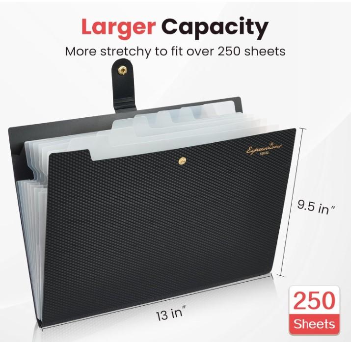 Sooez Accordion File Organizer, Letter Size Expanding File Folder with Labels, 8 Pocket Folders for Document, Portable Paper Bill Receipt Organizer for Home School Office Supplies, A4 Size, Pink