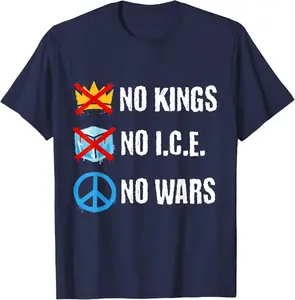 No Kings No ICE No Wars Shirt, Anti Monarchy Anti ICE Protest Tee, Peace Symbol Political Activism Graphic T Shirt, Social Justice Statement Tee