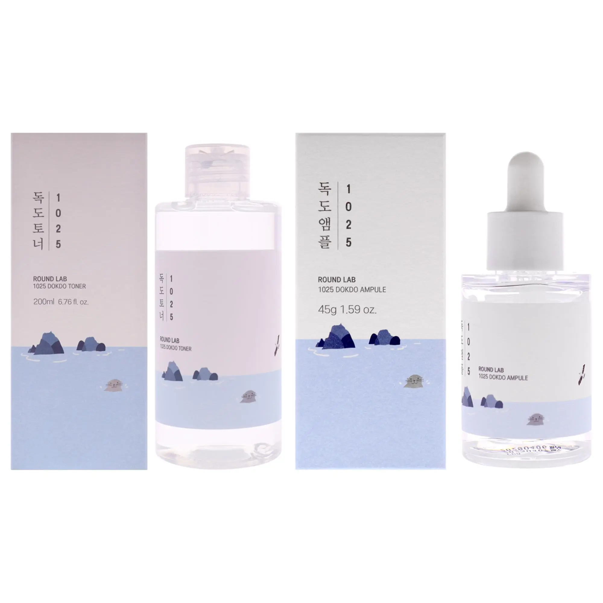1025 Dokdo Kit by Round Lab for Women - 2 Pc Kit 6.76oz Toner, 1.59oz Serum