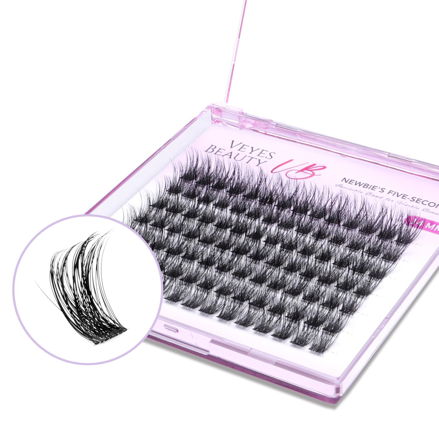 VEYESBEAUTY Dreamy 10mm-18mm Cluster Lash Single Length Refill & Replacement OptionFor Mixed Length Invisible Band Lashes Eyelashes Newbie's Five-Second Volume Wispy Soft Comfortable Mini Tray Makeup Cosmetic for Self Application at Home