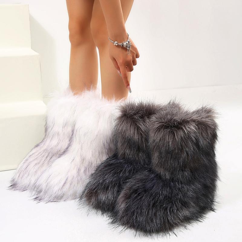 Trendy winter boots for women: Cute spicy girl furry Shoes, warm mid-length boots with personalized style. Perfect for snow