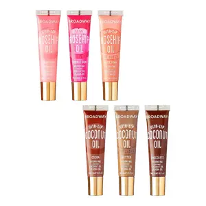 Ruby Kisses Broadway Vita-Lip Tinted & Clear Lip Gloss Set (6 Pack) Ultra-Hydrating & Soothing Formula with Vitamins, High-Shine Non-Sticky Finish Lip Balm, 3 Pcs Watermelon + 3 Pcs Grape Seed