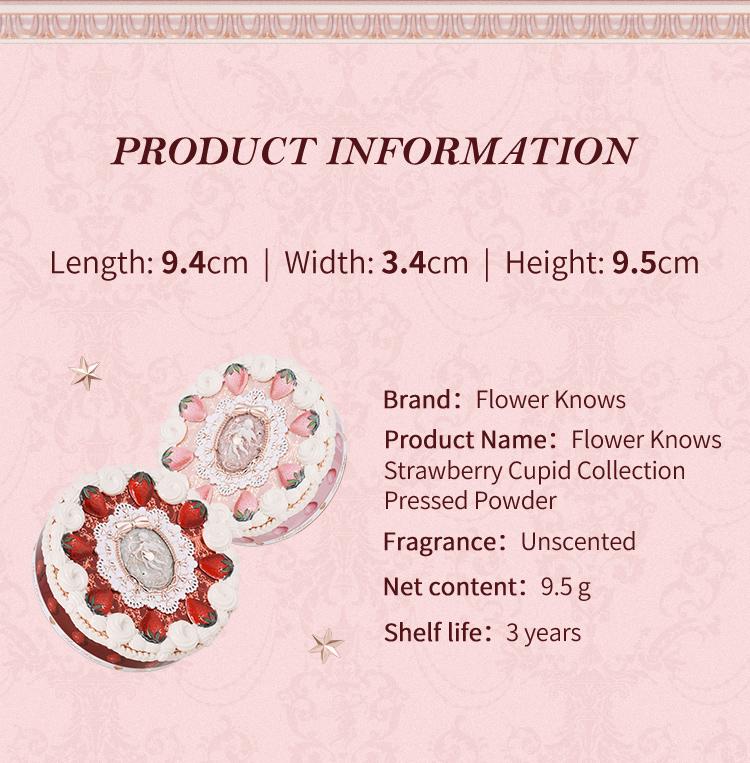 Flower Knows Strawberry Cupid Collection Pressed Powder, oli control, with powder puff, longlasting, non cakey, dealsforyoudays