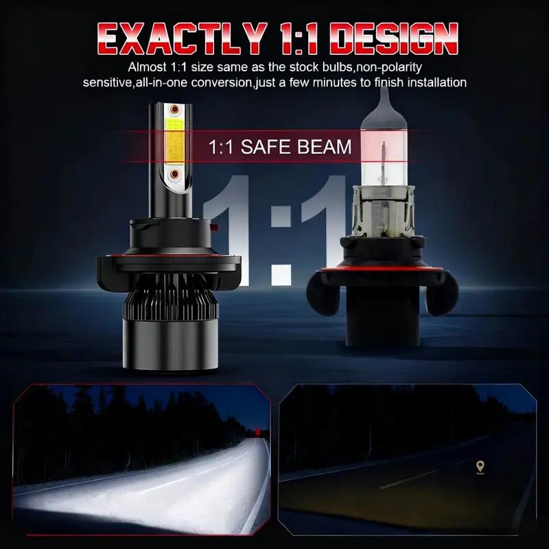 Plug and Play 9005/HB3 9006/HB4 LED Headlights - 4PCS 6000K White Light, Cooling Fan, No Battery, Super Bright Car Truck Driving Accessories  cars accessories  car stuff