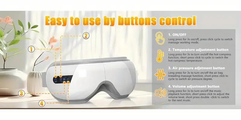 VITCOCO Eyes Massager Rechargeable 4D White Smart with Heat Vibration for Eye Fatigue Relief Adjustable Temperature Bluetooth 5.0 for Men Women Relaxing Gift VITCOCO Eyes Massager Rechargeable 4D White Smart with Heat Vibration for Eye Fatigue Relief Adjustable Temperature Bluetooth 5.0 for Men Women Relaxing Gift