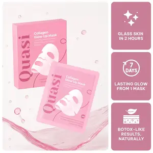 Quasi Collagen Glow Up Mask 2.0 - Firming & Hydrating Face Mask for Wrinkle Reduction & Pore Minimization - Achieve Glass Skin in 2 Hours