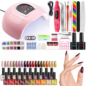All-In-One 49Pcs Gel Nail Art Kit, Includes 20 Vibrant Gel Nail Polishes, 48W UV LED Nail Lamp, Powerful Electric Nail Drill, Essential Manicure Tools, Salon-Quality Gel Nail Set for DIY Nails, Durable, Easy to Use, Great Gift for Women & Girls