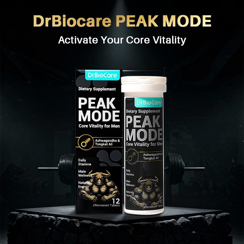 DrBioCare PEAK MODE – Men’s Vitality, Energy, Strength & Endurance Effervescent Tablets | Tongkat Ali, Shilajit, Maca & L-Arginine for Focus & Overall Wellness | Fast-Absorbing Formula
