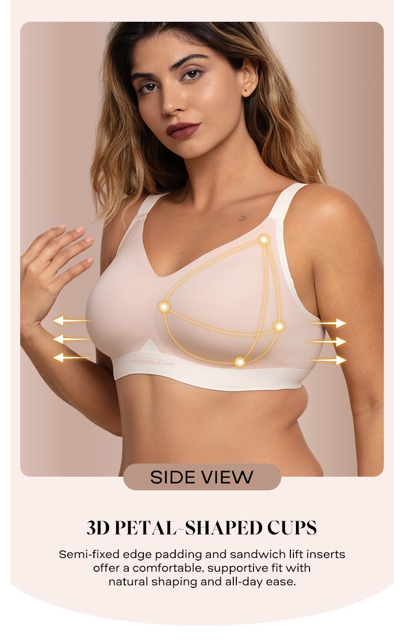 COMFELIE No Underwire Bra for Women, Seamless Comfort Lightly V-Neck Everyday Bra, Seamless Sports Bra Women underwear EB009