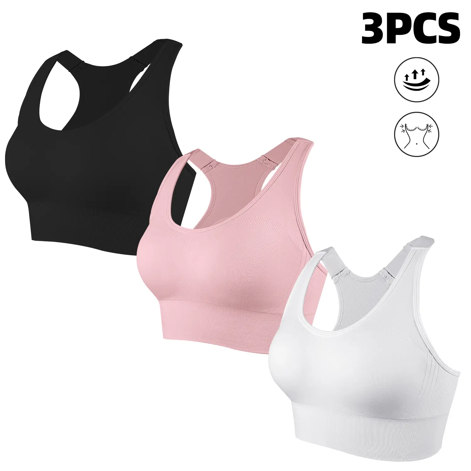 3PCS-Black-White-Pink