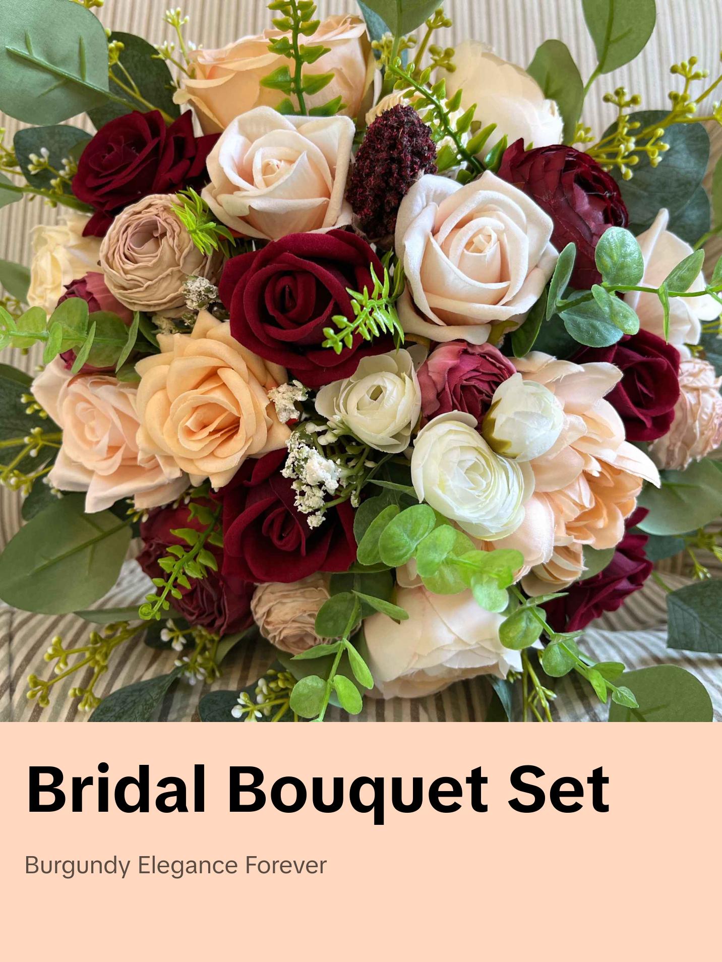 Wedding Bouquet Burgundy Bridal Bouquet Artificial Flower Bouquet Bridesmaid Bouquet