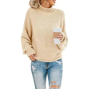Womens Turtleneck Oversized Sweaters Batwing Long Sleeve Pullover Loose Chunky Knit Jumper