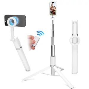 Magnetic Selfie Stick Tripod for iPhone and Android, 65" Phone Tripod Compatible with MagSafe, Magnetic Cell Phone Tripod for TikTok/Vlog/Video Recording, Compatible with iPhone & Android and Other Phones with Metal Ring