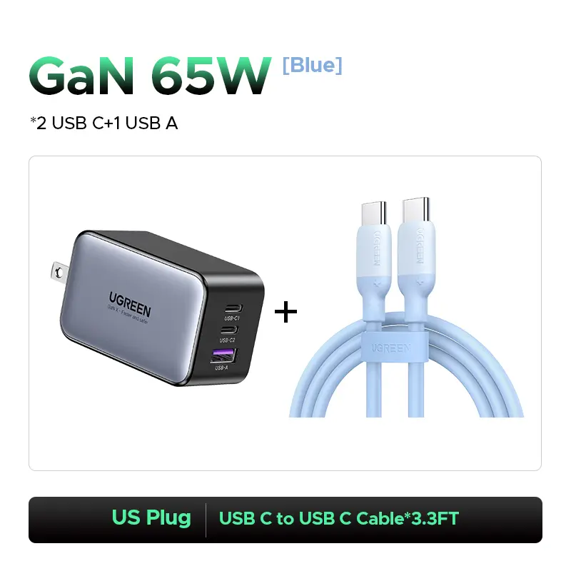 UGREEN 65W USB C GaN Charger Bundle with 20W 3.3FT USB C to Lightning & 60W USB C Cable MFi Certification Lightning Cable, Compatible with iPhone 17/16, MacBook Air, Galaxy S25 Electronic Smartphone Device DealsForYouDays tiktokshopbacktoschool