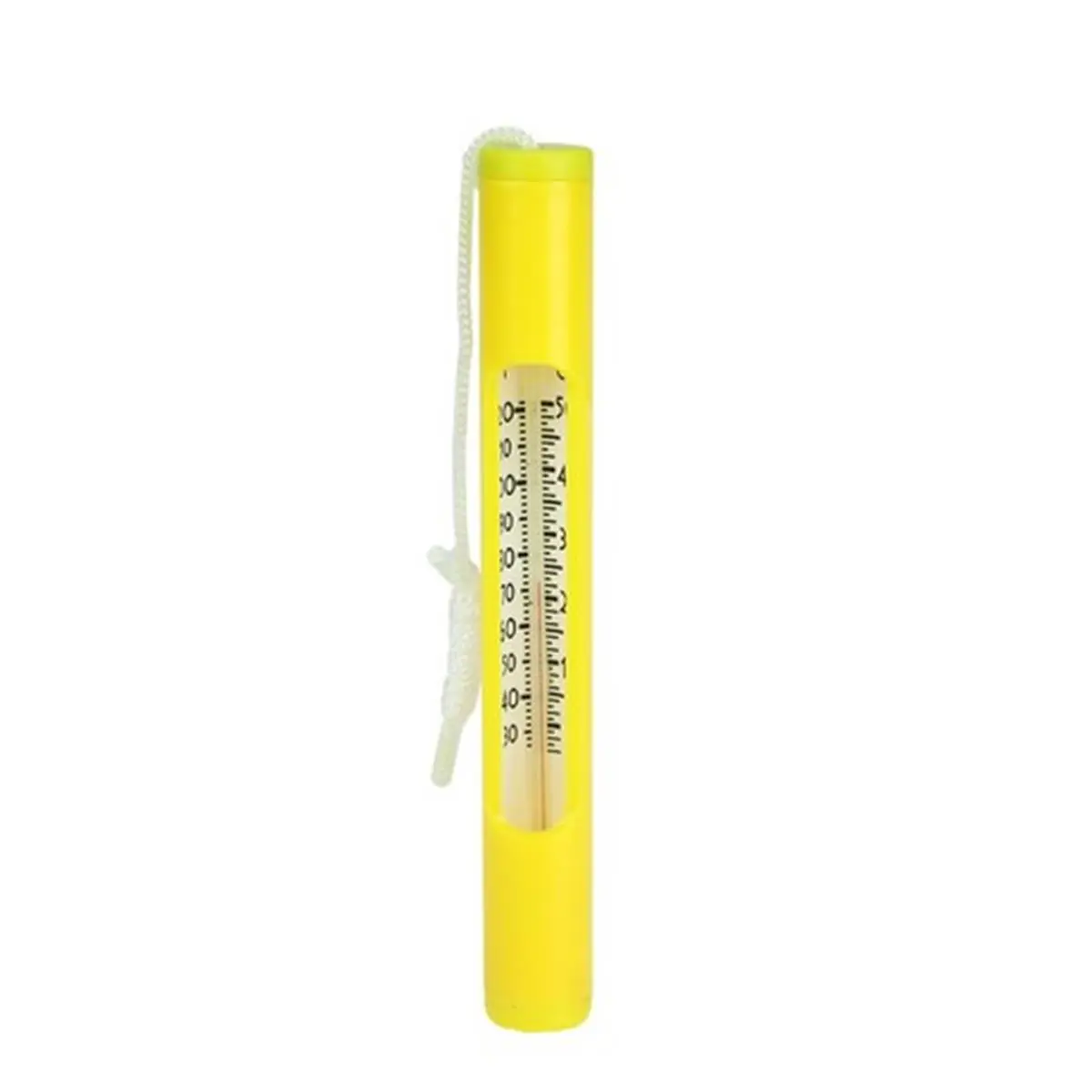 Northlight Round Floating Swimming Pool Thermometer - 6.75in Shatter-Resistant Plastic Design, Yellow, Reads °F & °C Dual Scales, Durable Nylon Cord Anchoring