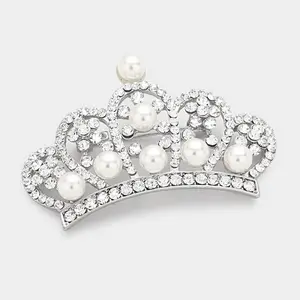 Bling and Pearl Crown Sash Pin | Pageant Sash Pins | Crown Brooch | Bling Products | BR06495