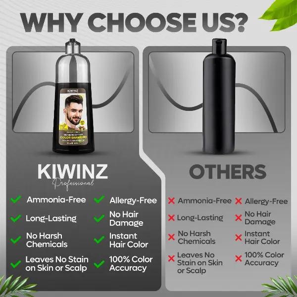 KIWINZ PRO 5 in 1 Men Beard & Hair Dye Shampoo - 5-in-1 Formula with Argan Oil & Keratin - No Stain on Skin - Anti-Hair Loss - Moisturizing & Breakage Solution - Hair Color Shampoo for Men Haircare Conditioner 500ml KIWINZ PRO 5 in 1 Men Beard & Hair Dye Shampoo - 5-in-1 Formula with Argan Oil & Keratin - No Stain on Skin - Anti-Hair Loss - Moisturizing & Breakage Solution - Hair Color Shampoo for Men Haircare Conditioner 500ml