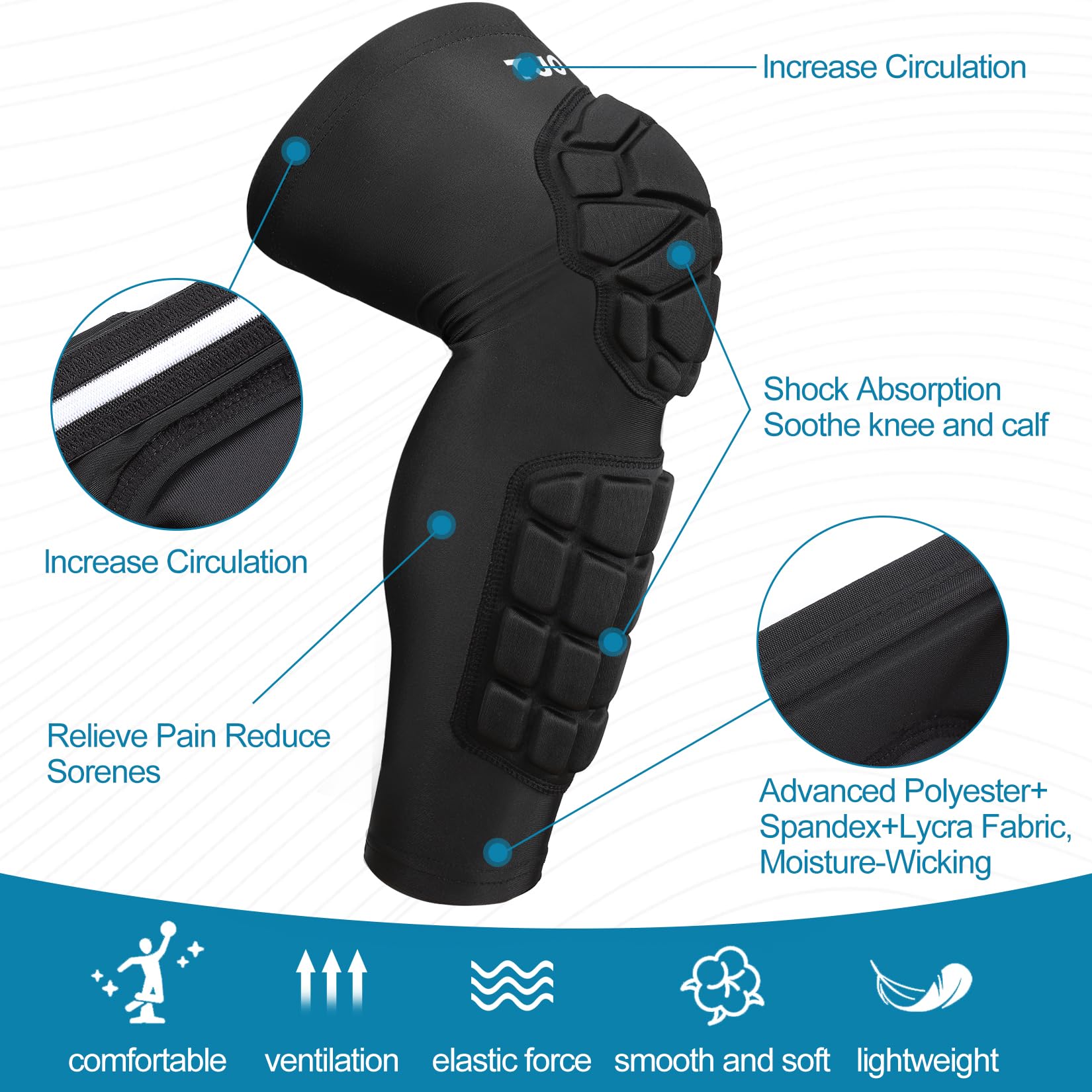 Knee Pad Protective Calf Shin Guards for Adult Youth Leg Compression Sleeve Pad with Anti-Slip Strip 1 Pair for Football Basketball Volleyball Soccer Protective Gear Calf Support Cuff Knee Pad Protective Calf Shin Guards for Adult Youth Leg Compression Sleeve Pad with Anti-Slip Strip 1 Pair for Football Basketball Volleyball Soccer Protective Gear Calf Support Cuff