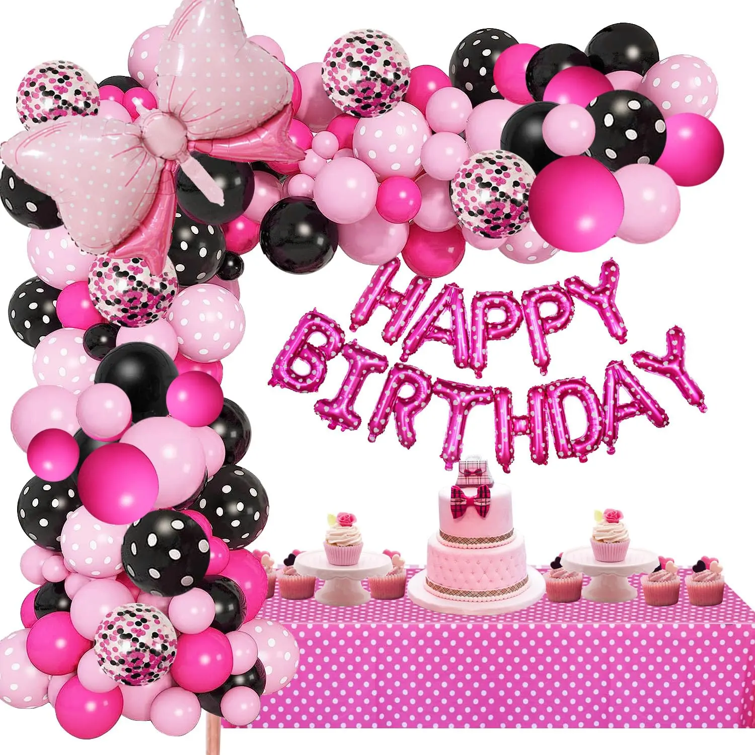 Pink Cartoon Mouse Balloon Garland Kit for Girls Birthday Baby Shower Party Decorations