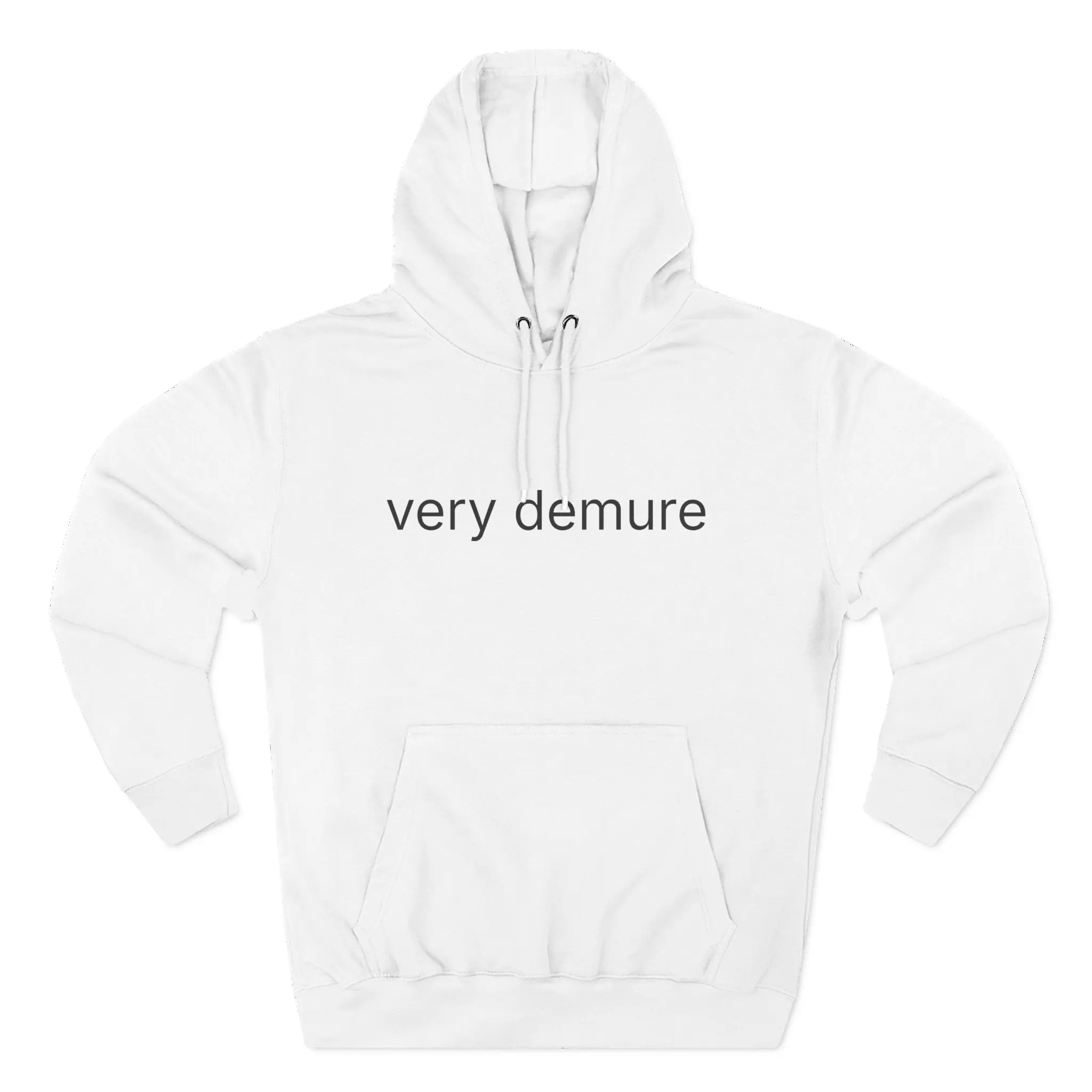 very demure Hoodie | Minimal Text Graphic, White Pullover